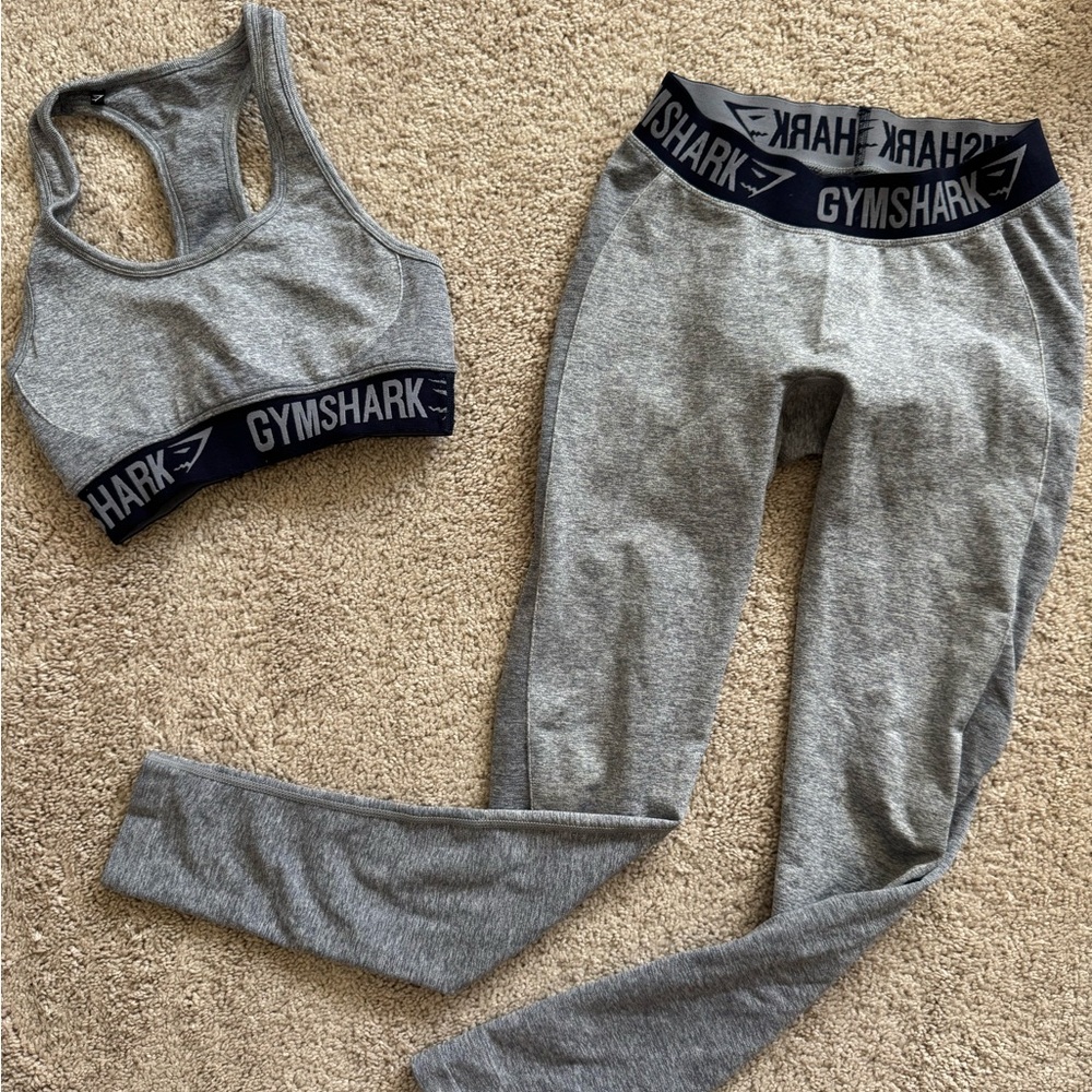 GYMSHARK Gray Seamless Sports Bra & Leggings Set